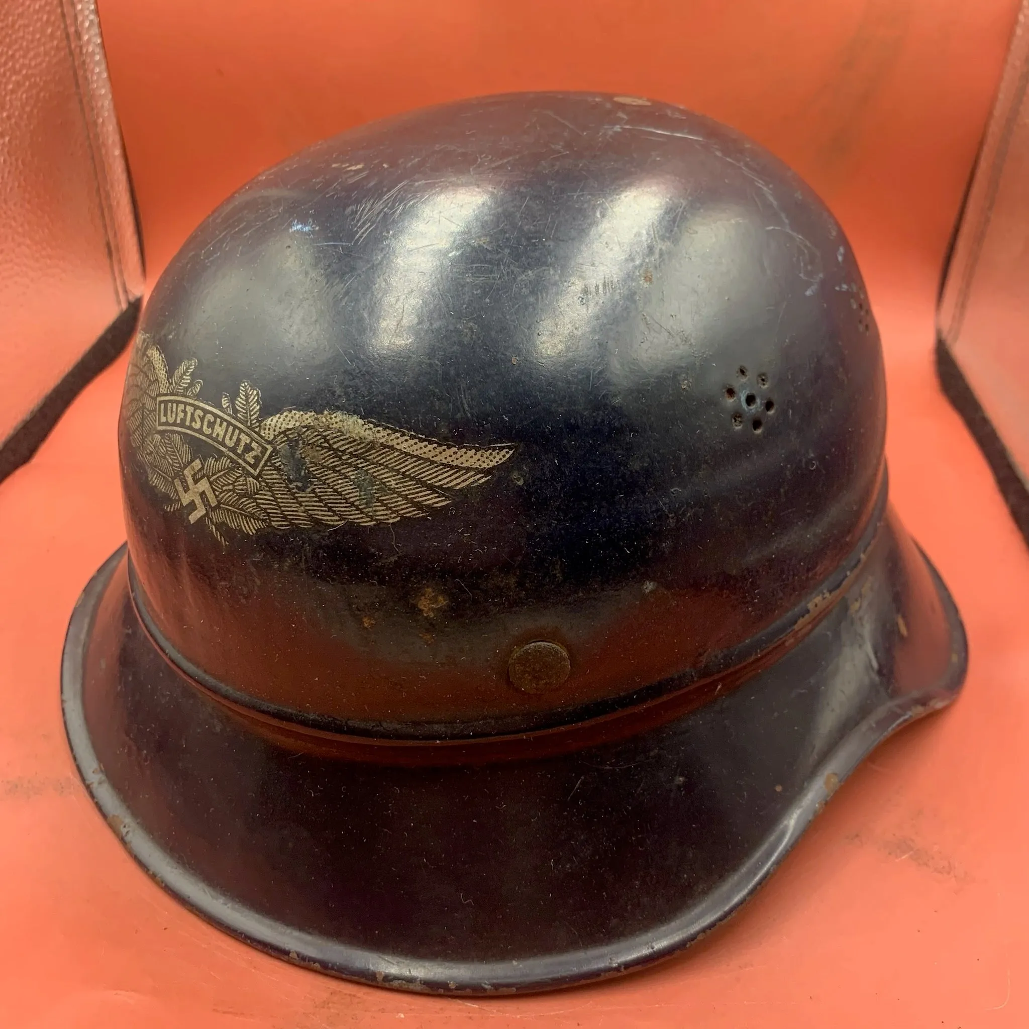 Original WW2 German Civil Defence Luftschutz Helmet - Complete with Liner & Chinstrap