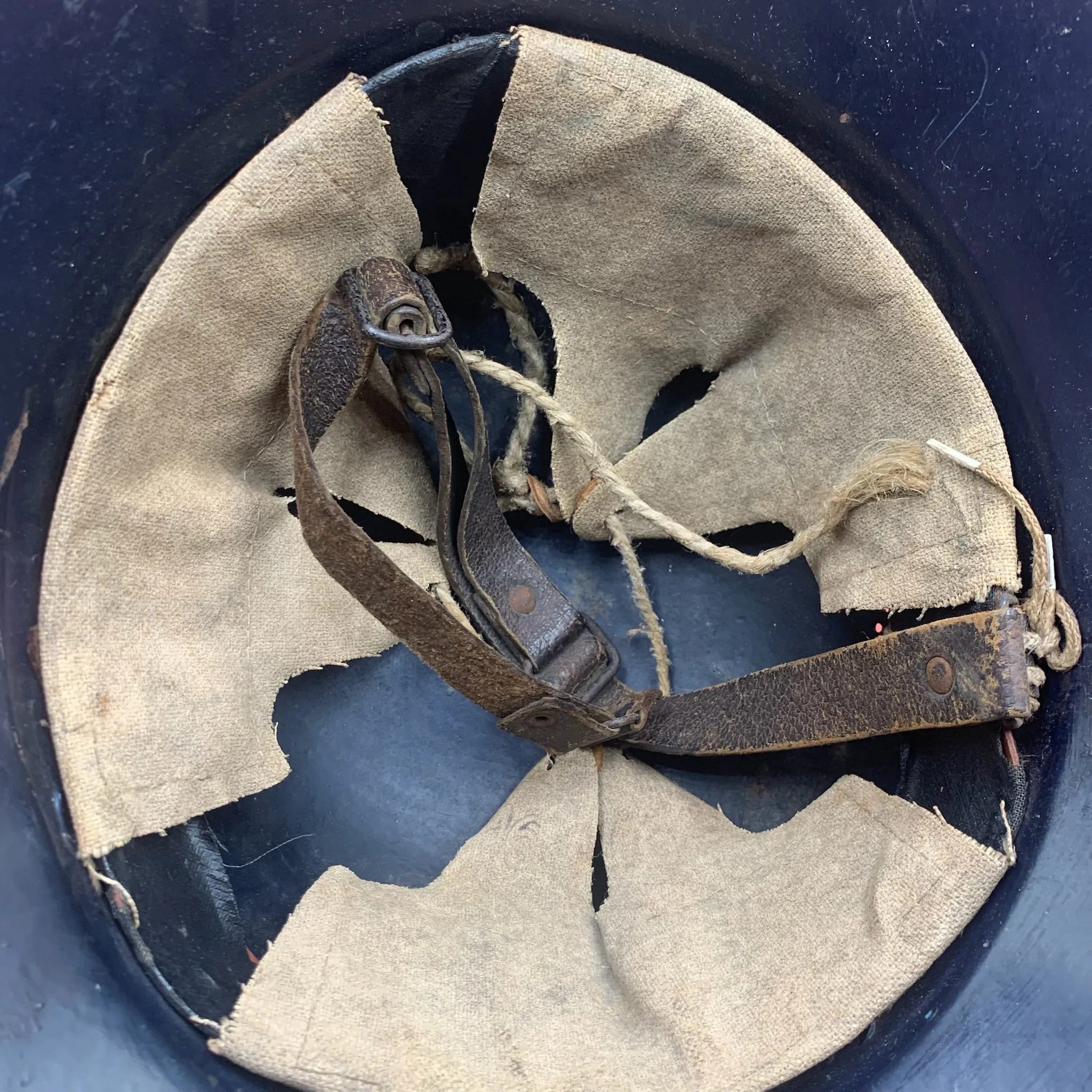 Original WW2 German Civil Defence Luftschutz Helmet - Complete with Liner & Chinstrap