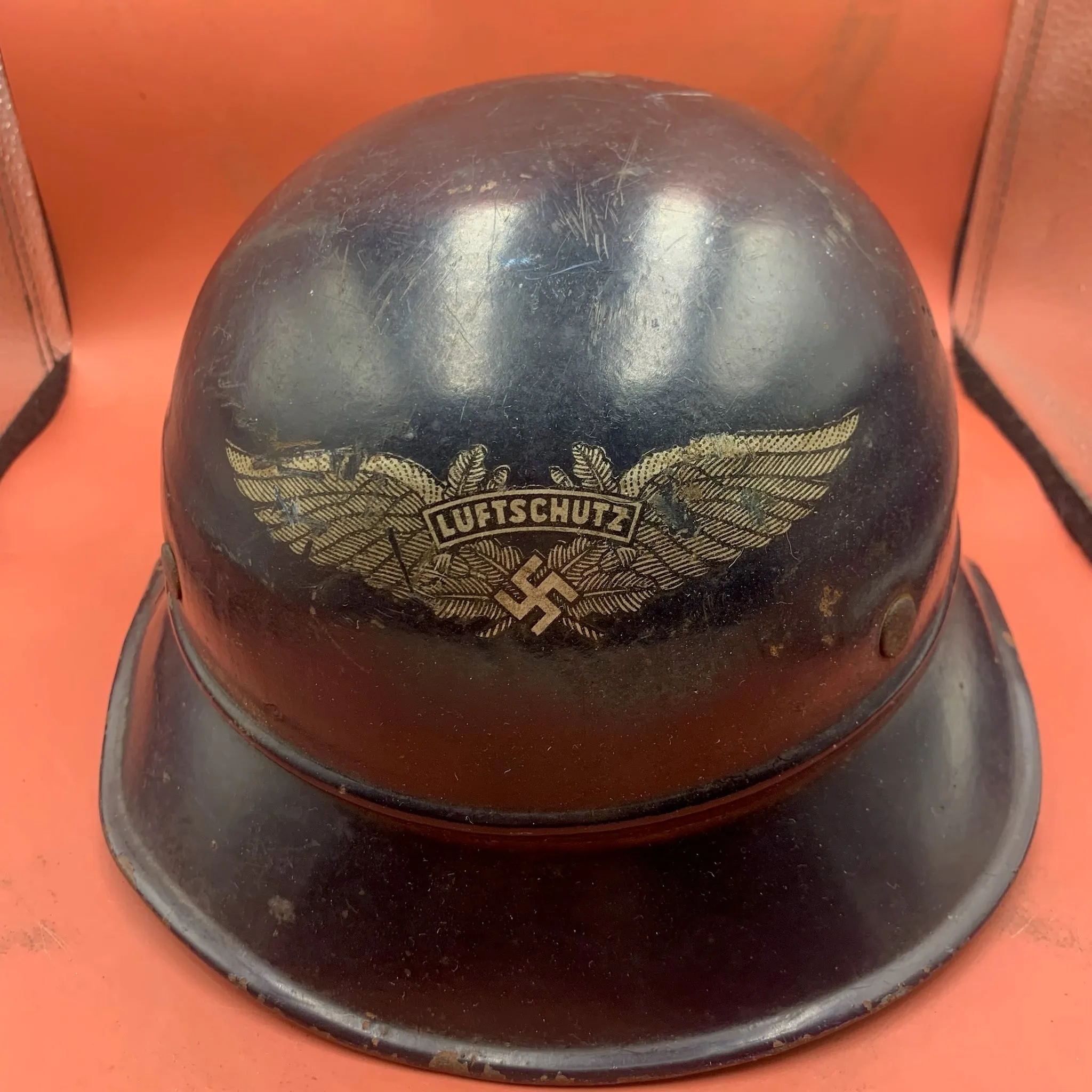 Original WW2 German Civil Defence Luftschutz Helmet - Complete with Liner & Chinstrap