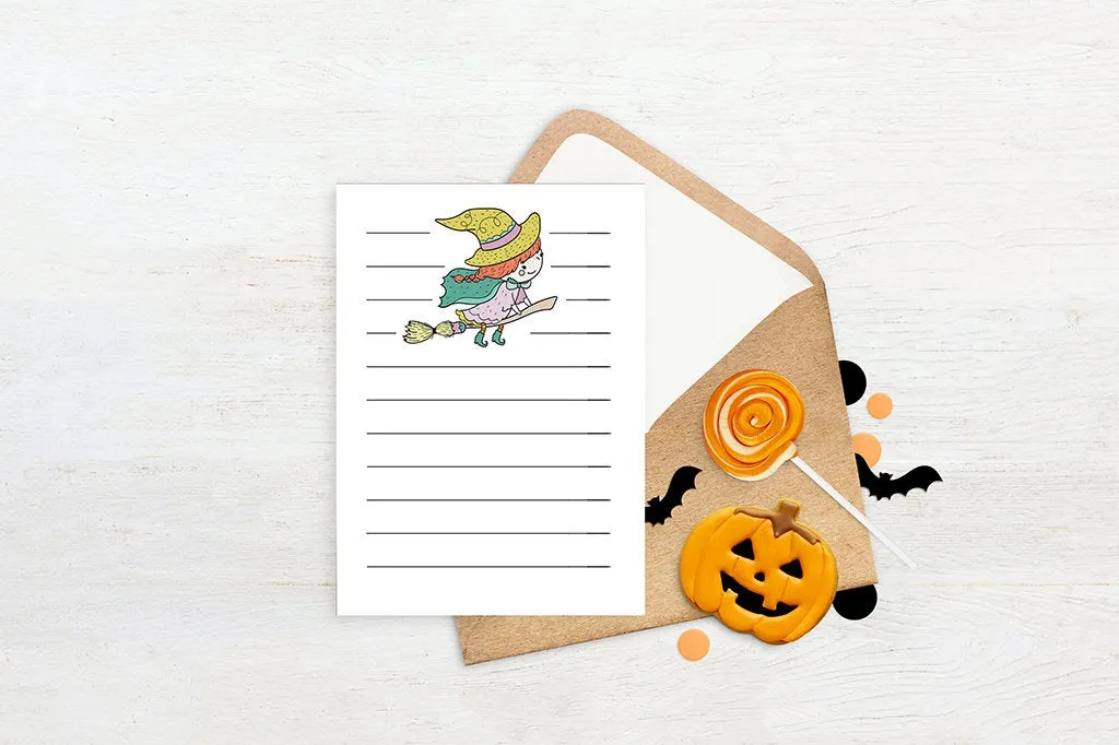 Pastel Halloween Note Cards - Printable Stationary for Kids