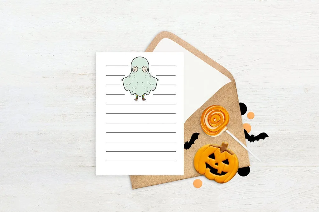 Pastel Halloween Note Cards - Printable Stationary for Kids