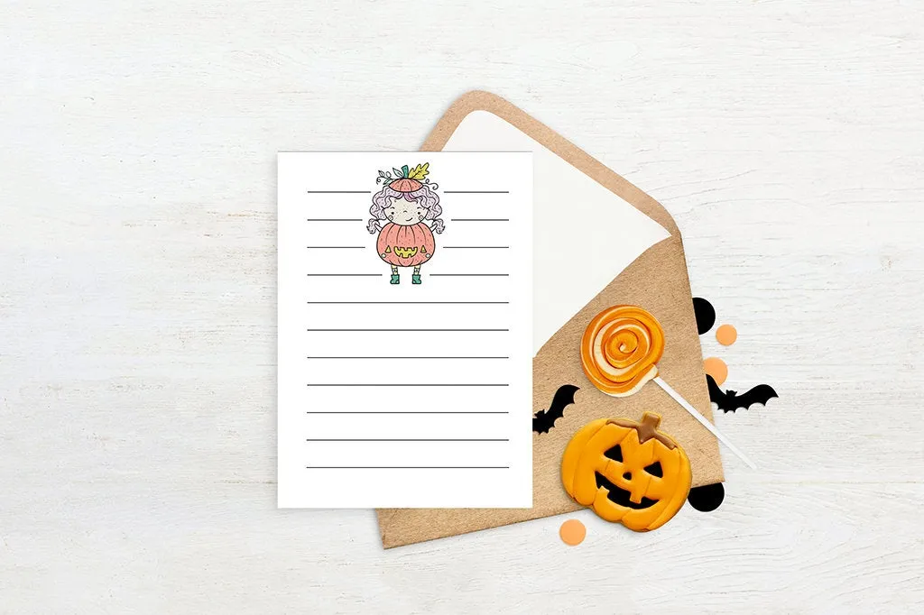 Pastel Halloween Note Cards - Printable Stationary for Kids