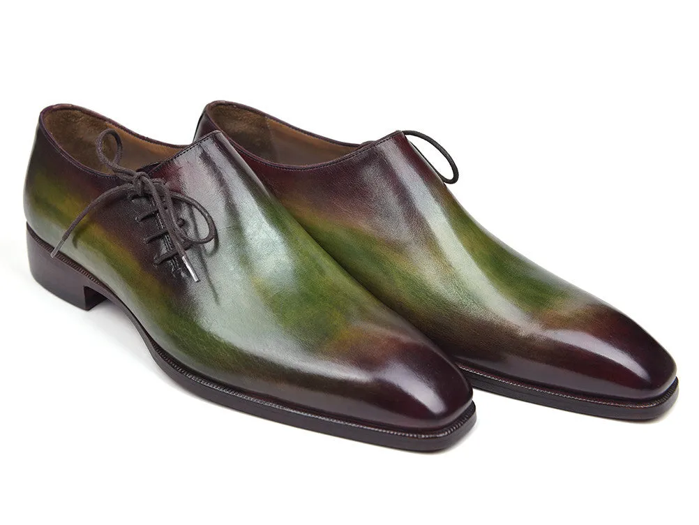 Paul Parkman Men's Side Lace Leather Oxfords in Green & Bordeaux