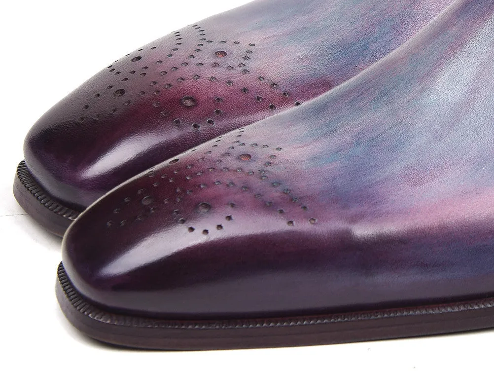 Paul Parkman Men's Side Lace Leather Oxfords in Purple