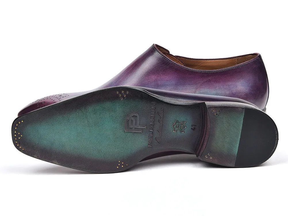 Paul Parkman Men's Side Lace Leather Oxfords in Purple