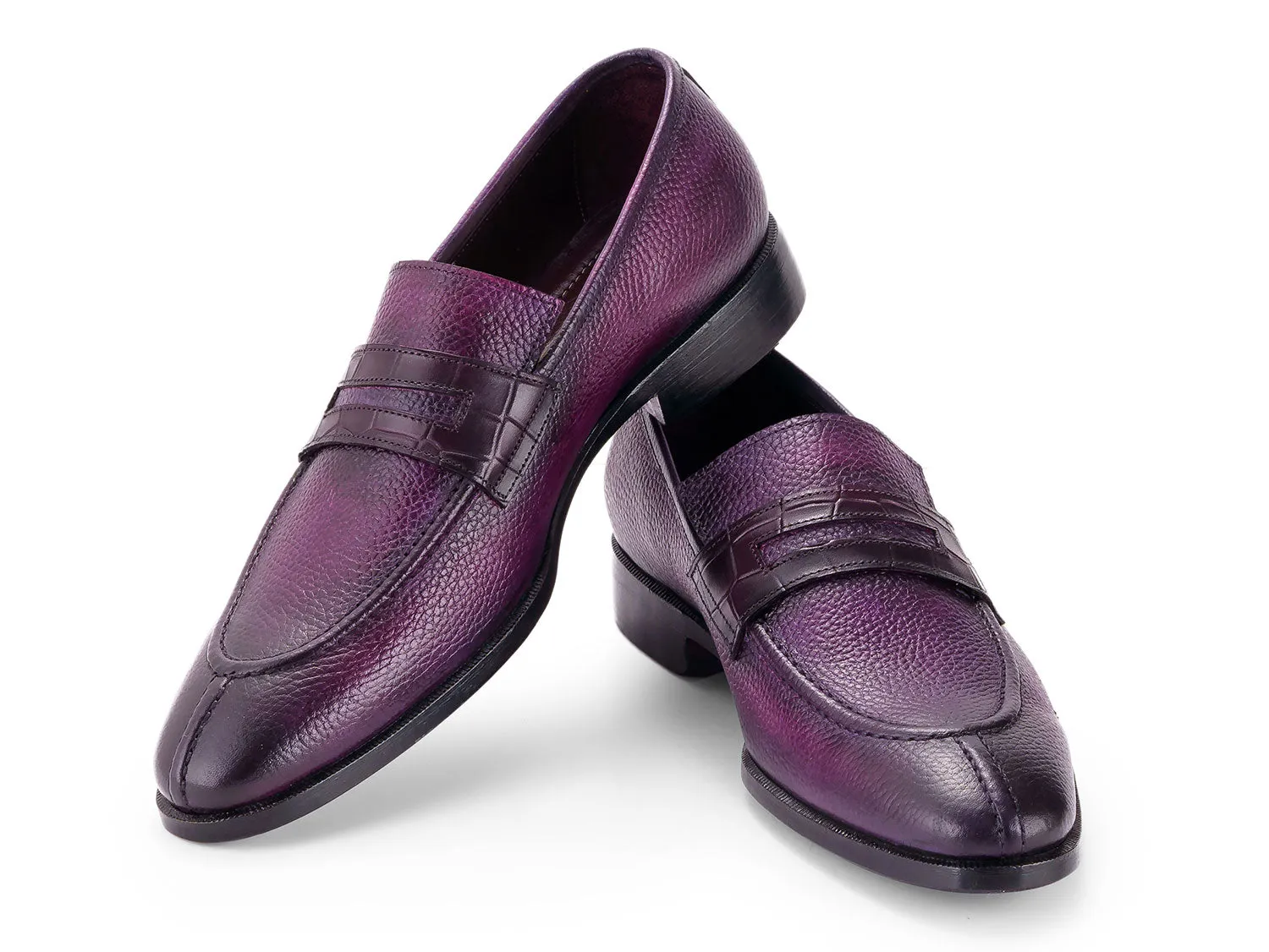 Paul Parkman Men's Split Toe Loafer Shoes in Purple