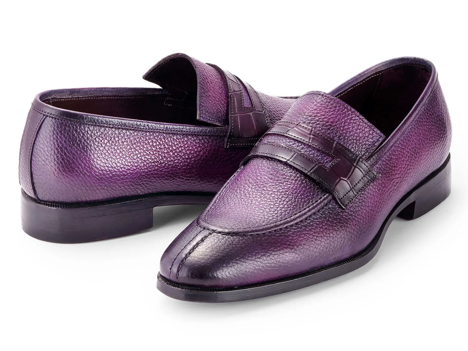 Paul Parkman Men's Split Toe Loafer Shoes in Purple