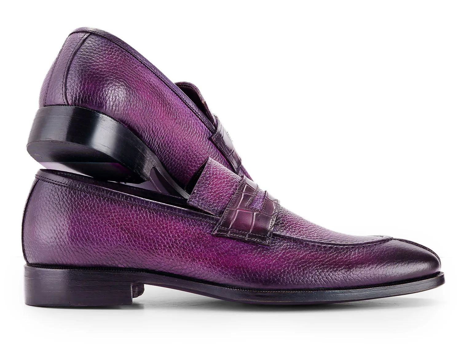 Paul Parkman Men's Split Toe Loafer Shoes in Purple