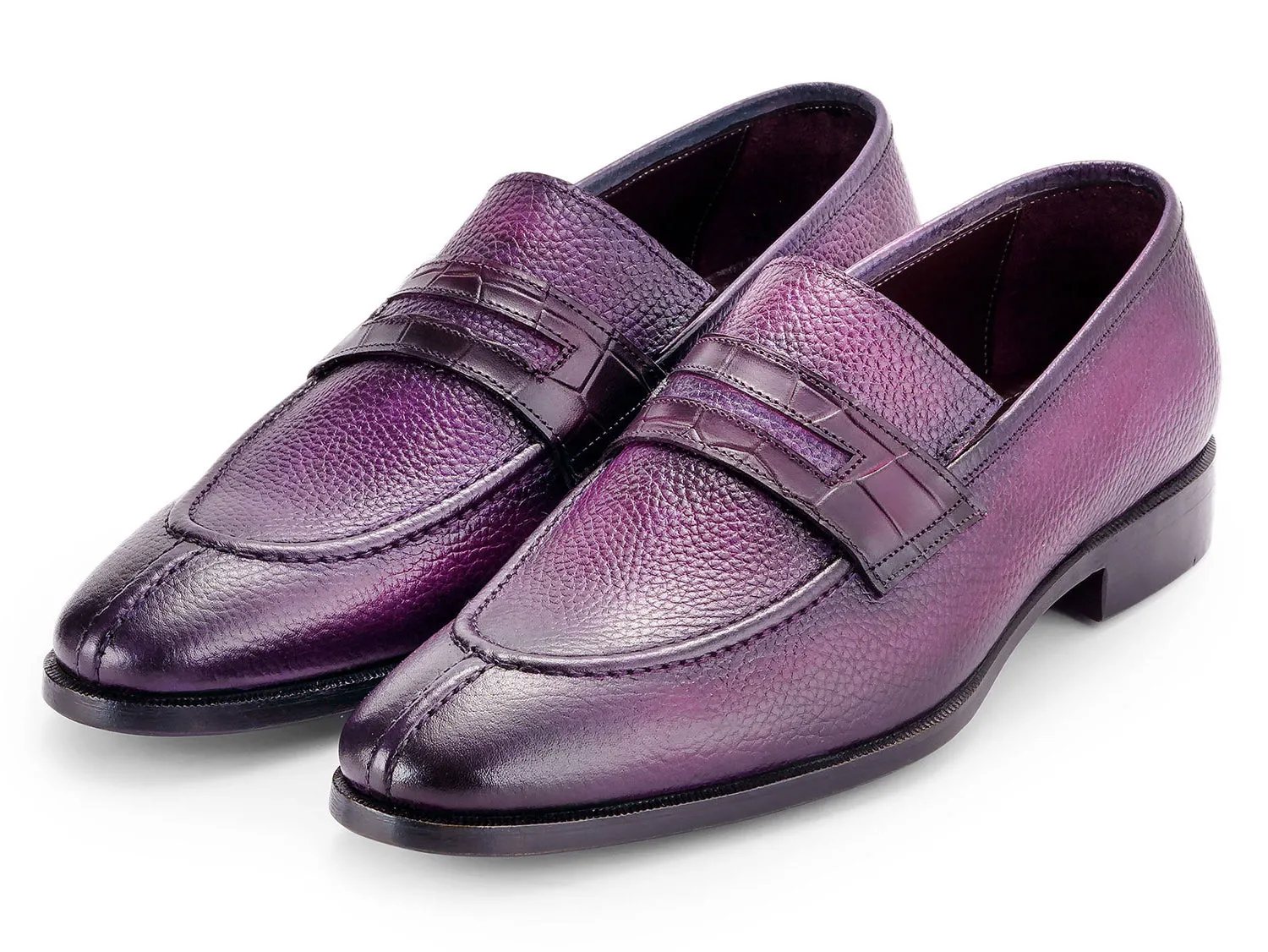 Paul Parkman Men's Split Toe Loafer Shoes in Purple