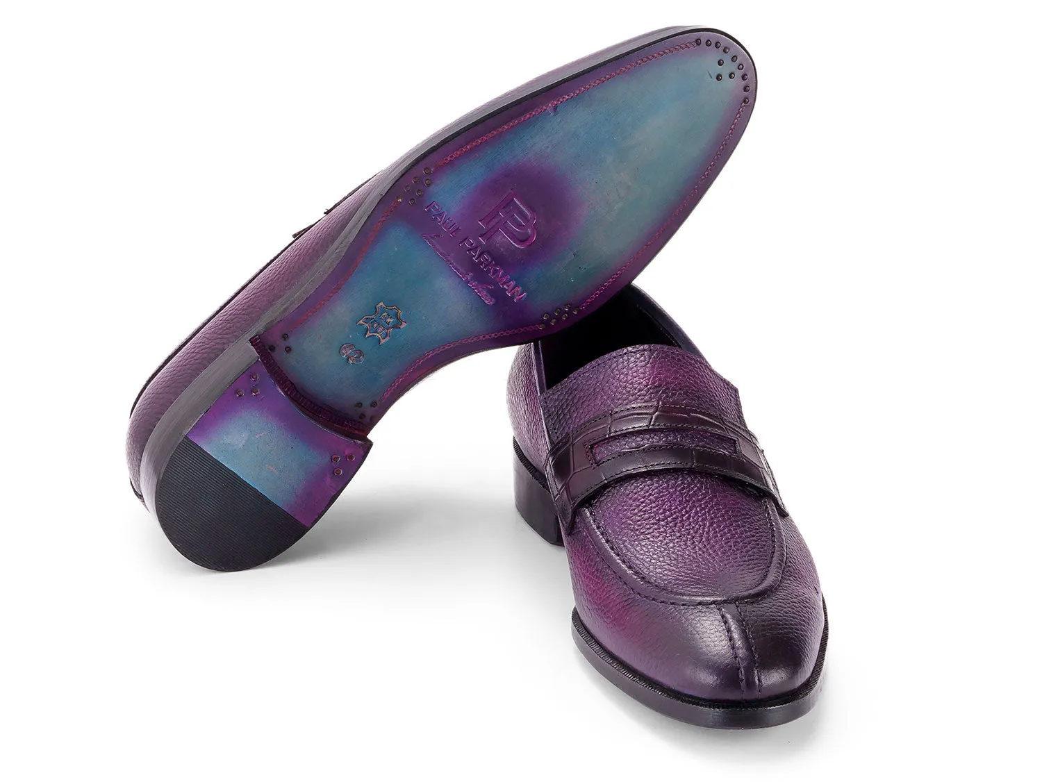 Paul Parkman Men's Split Toe Loafer Shoes in Purple
