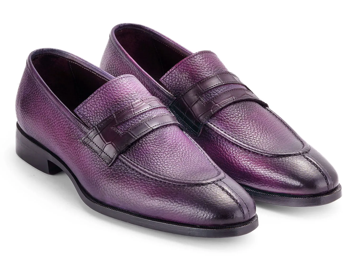 Paul Parkman Men's Split Toe Loafer Shoes in Purple