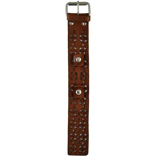 Perforated Flower Khaki Leather Cuff