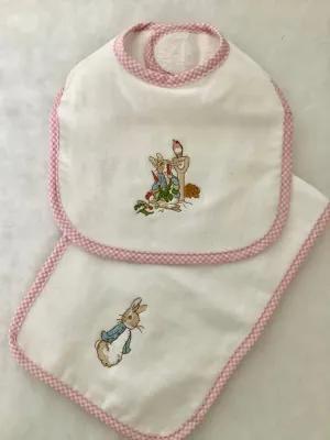 Peter Rabbit Bib & Burp Set - Pink