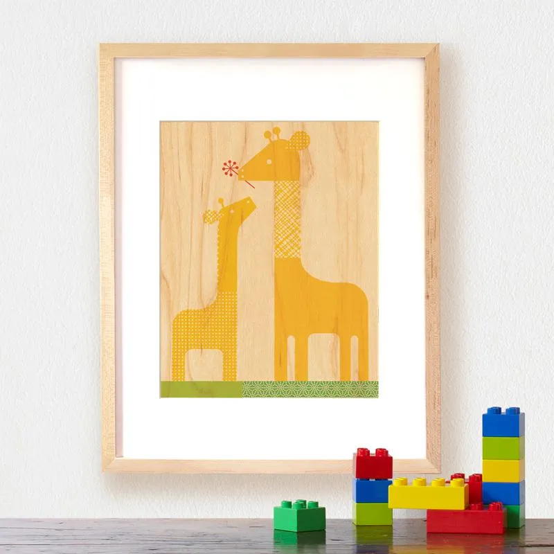 Petit Collage Print on Wood - Giraffe