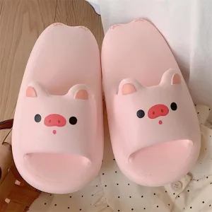 Pink Pig Pattern Summer Slippers for Adults