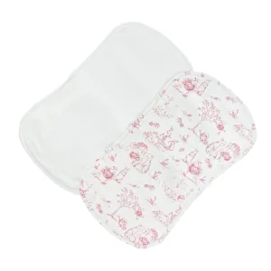 Pink Toile Bunnies Printed Burp Cloth Set