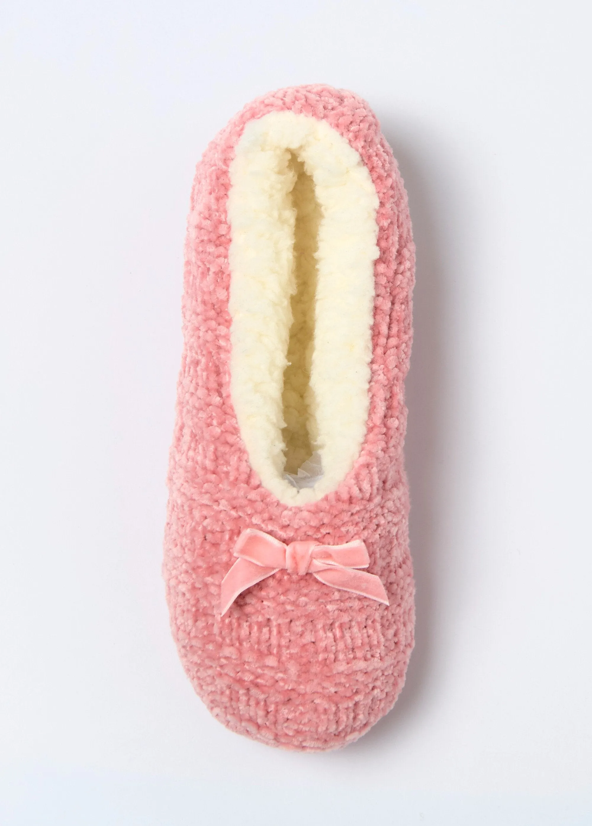 Plush knit slippers