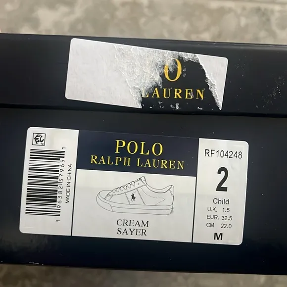 Polo Ralph Lauren Kids Sayer Sneakers, Little Kid Size 2 NEW in Box