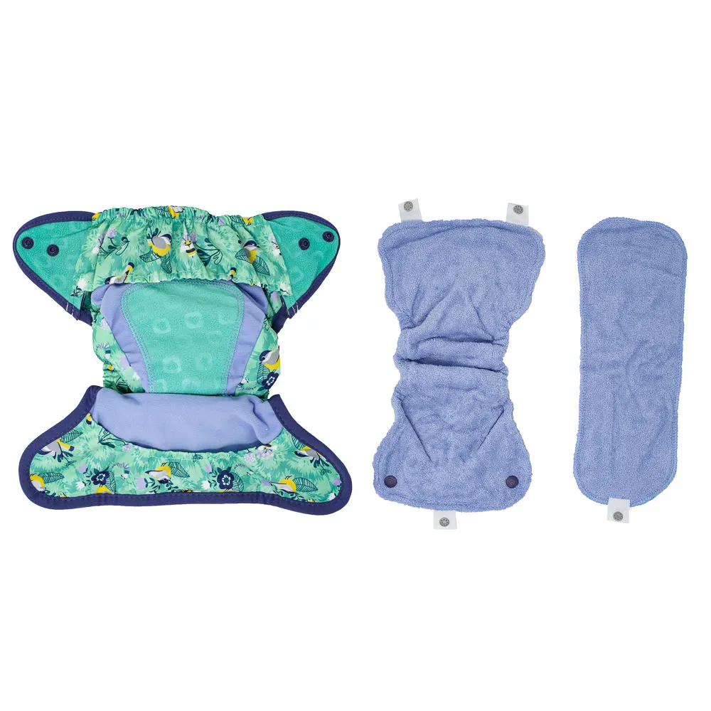 Pop-In Single Printed Nappy Bamboo Aplix Round the Garden