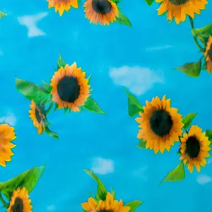 Printed PVC Table Cloth Blue Sunflower