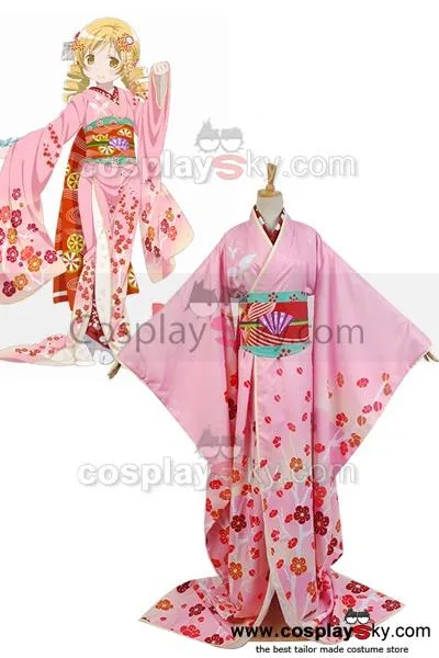 Puella Magi Madoka Magica Tomoe Mami Maiko Kimono Costume Cosplay