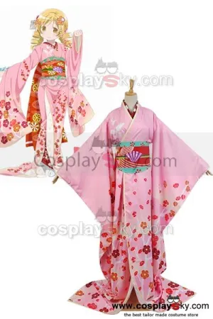 Puella Magi Madoka Magica Tomoe Mami Maiko Kimono Costume Cosplay