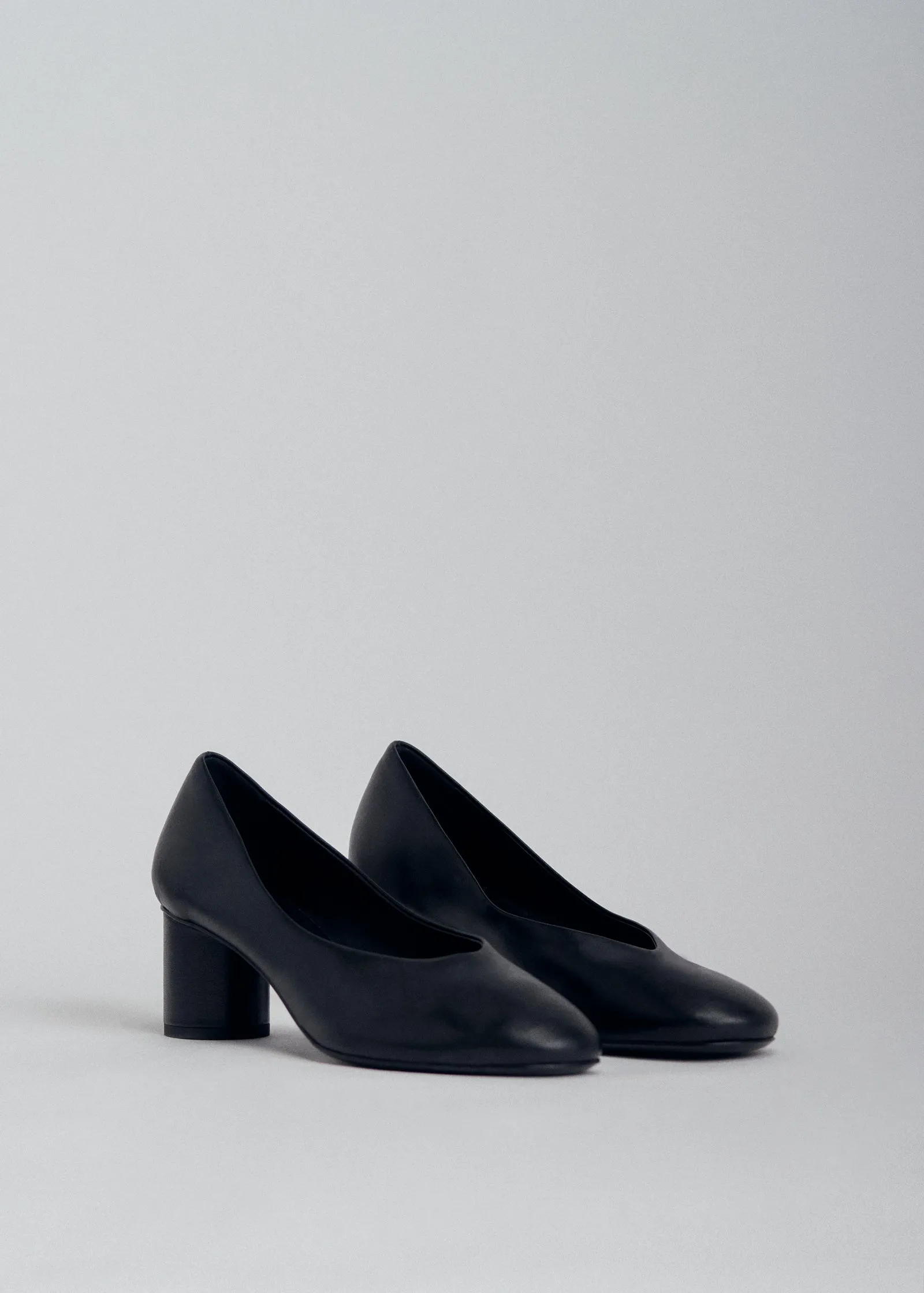 Pump Heel in Smooth Leather - Black