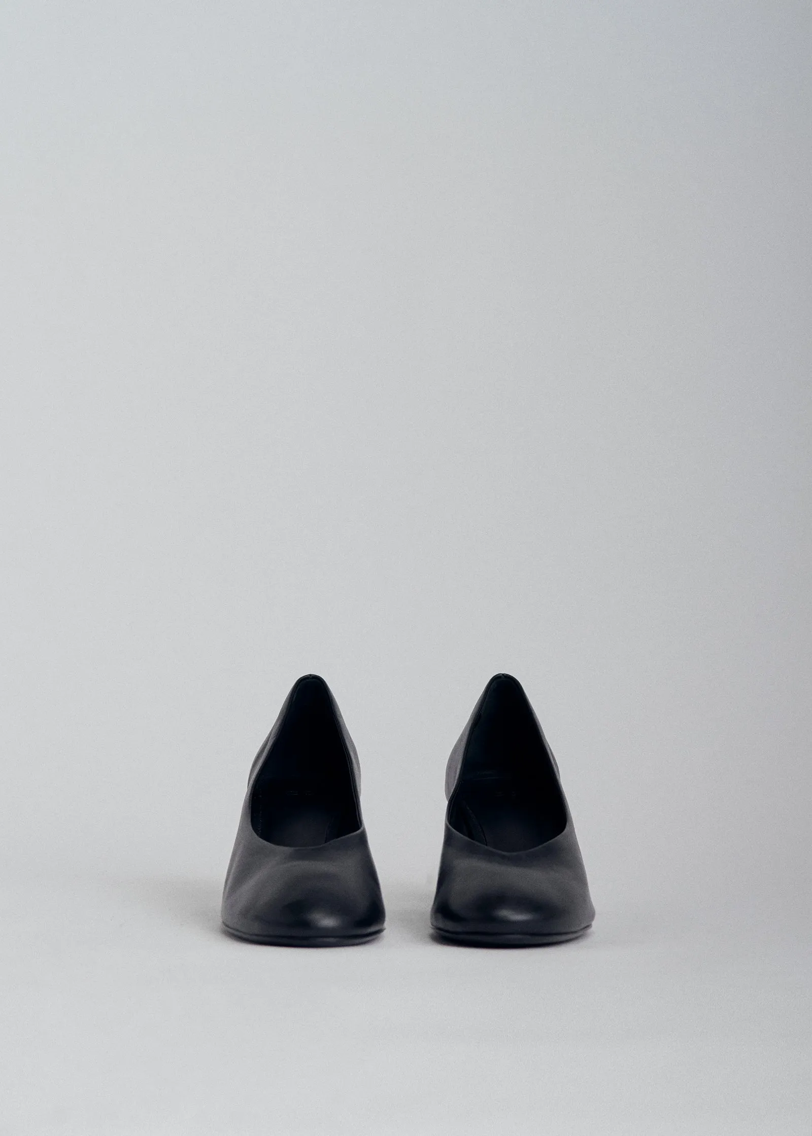 Pump Heel in Smooth Leather - Black