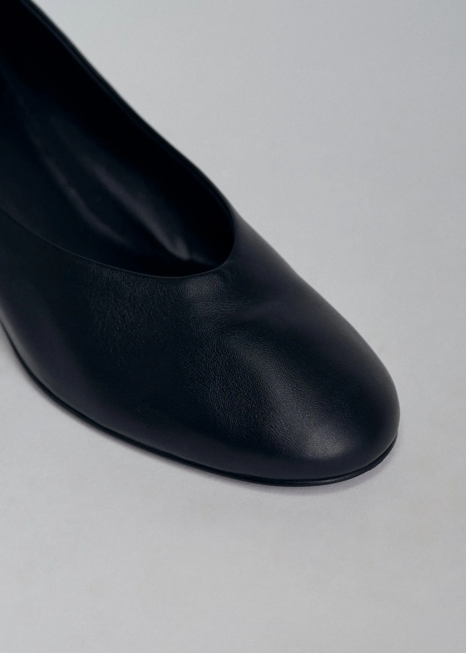 Pump Heel in Smooth Leather - Black