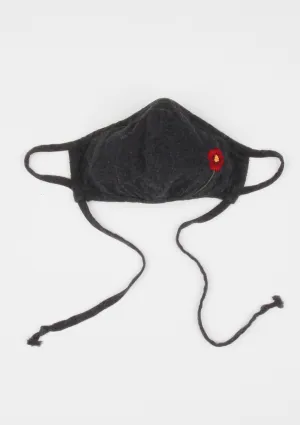 "Be Safe. Be Kind" Hand Embroidered Heirloom Mask, Adjustable - The Poppy, Charcoal