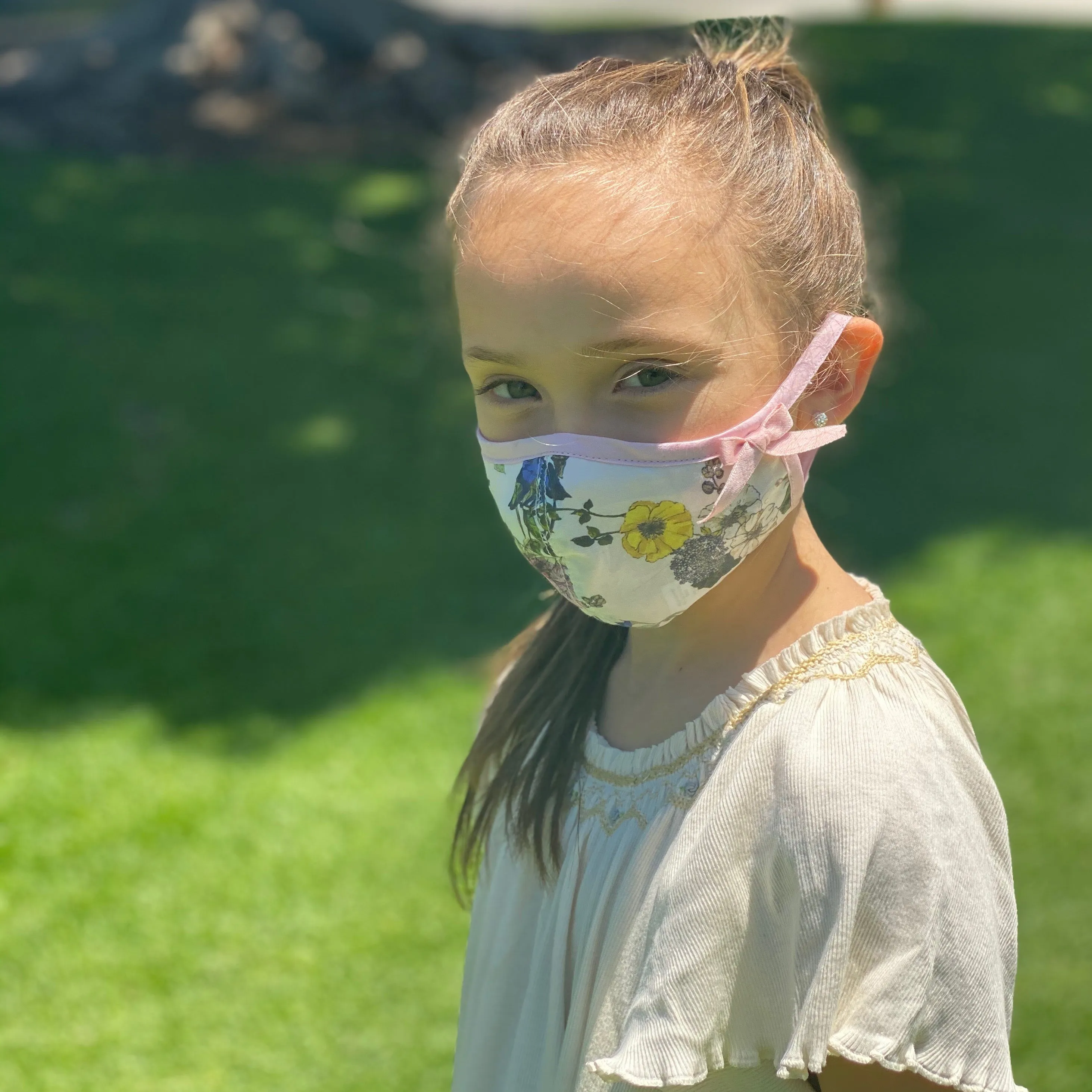 "Be Safe. Be Kind" Printed Heirloom Mask, Adjustable - Lavender Wildflower