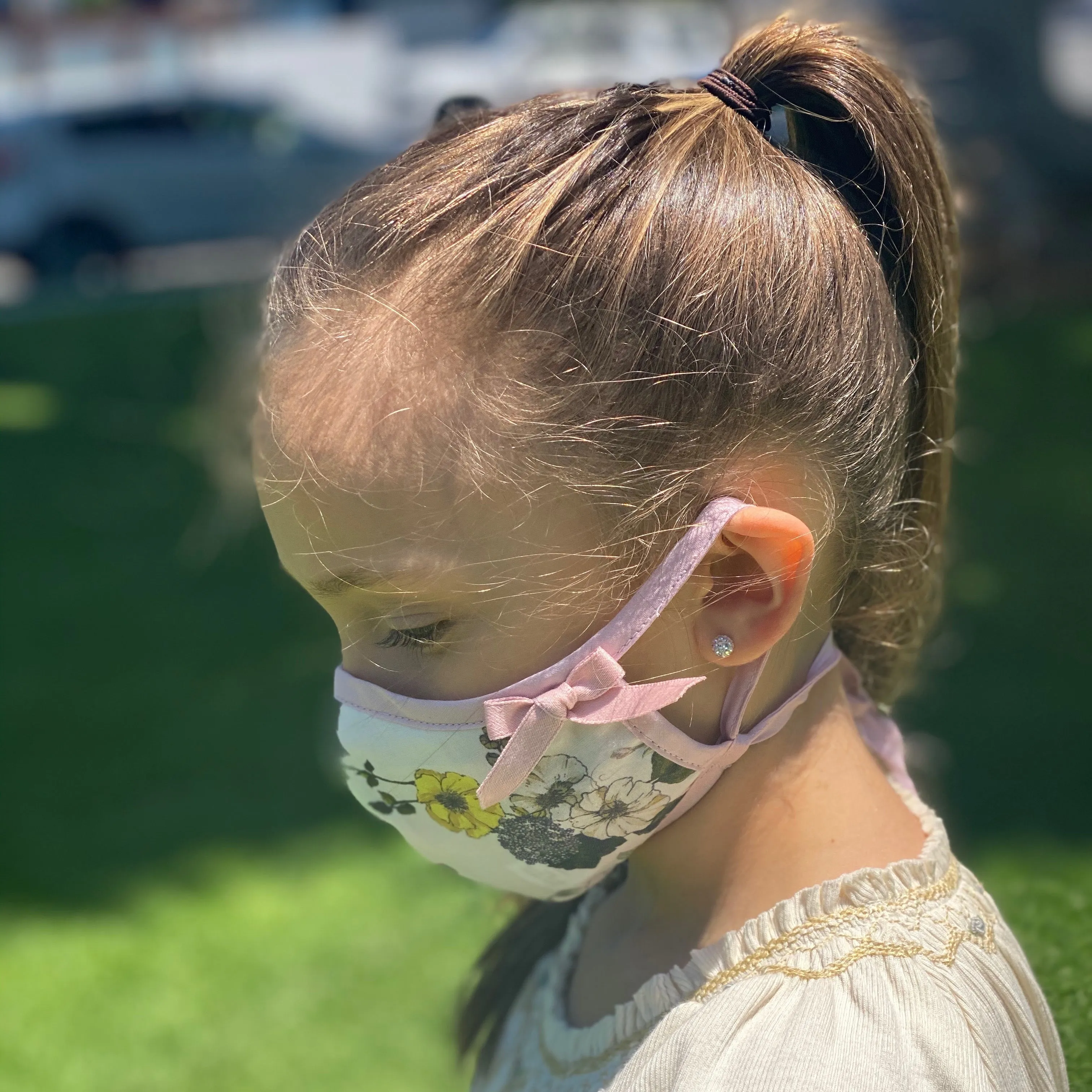 "Be Safe. Be Kind" Printed Heirloom Mask, Adjustable - Lavender Wildflower