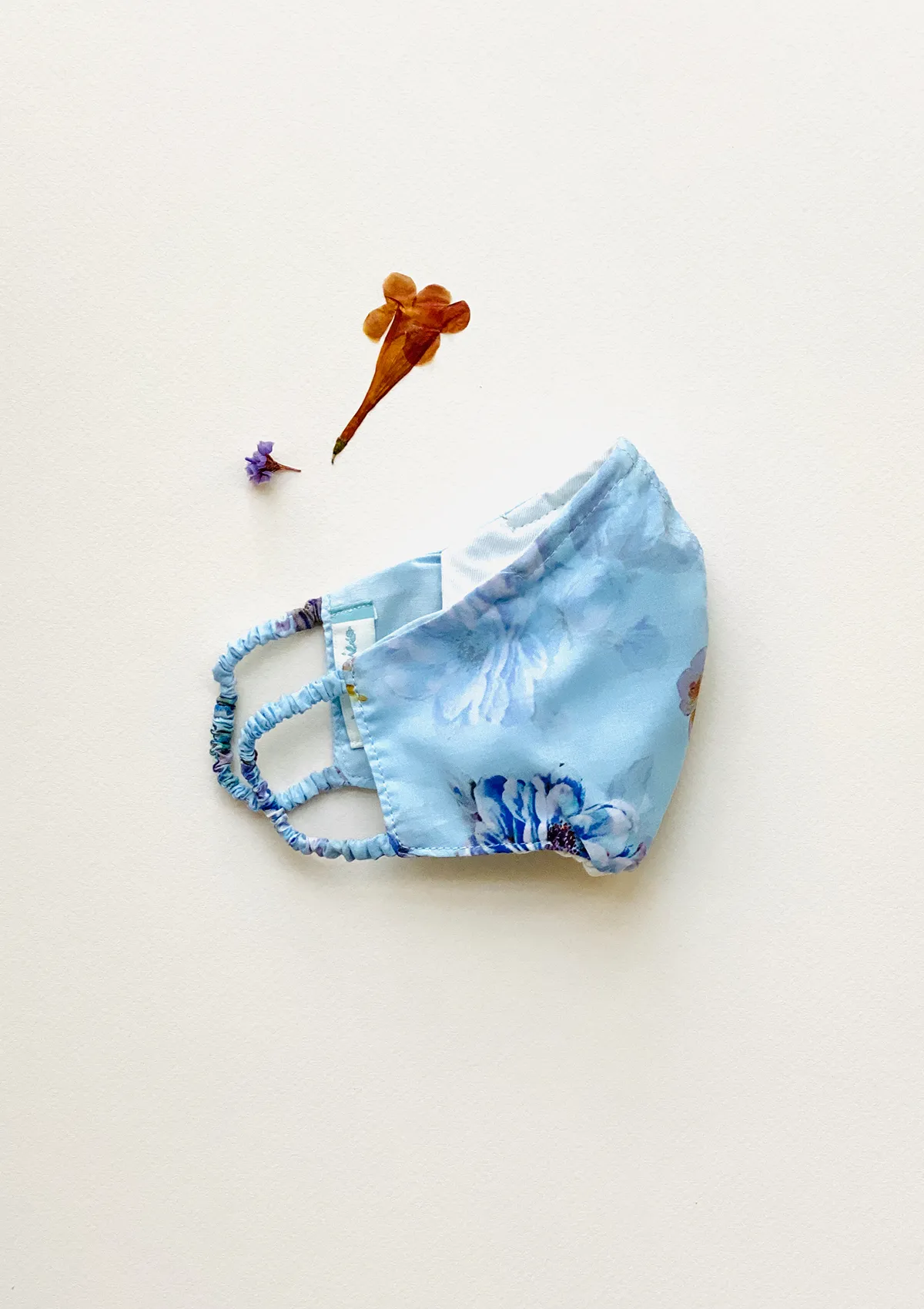 "Be Safe. Be Kind" Printed Heirloom Mask - Blue Peony