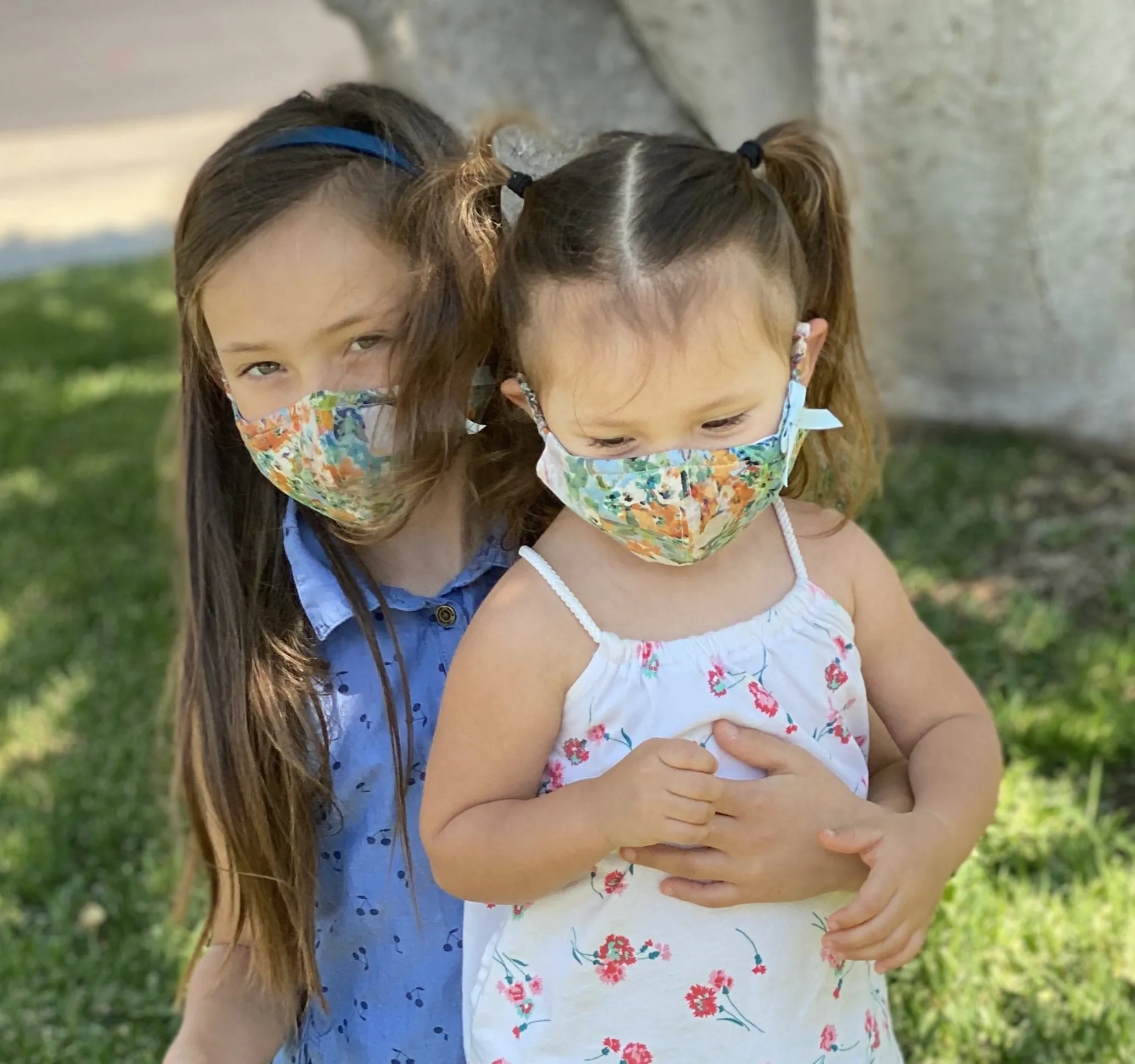 "Be Safe. Be Kind" Printed Heirloom Mask - Blue Watercolor Floral