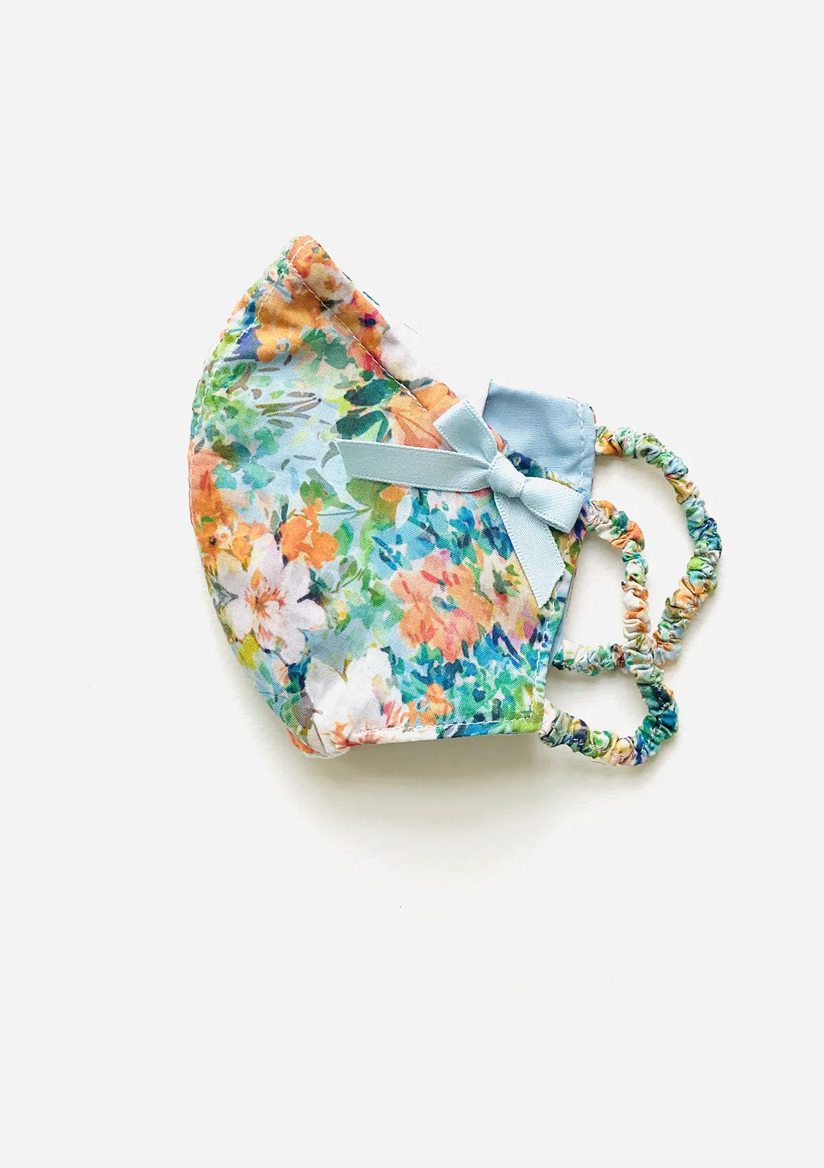 "Be Safe. Be Kind" Printed Heirloom Mask - Blue Watercolor Floral