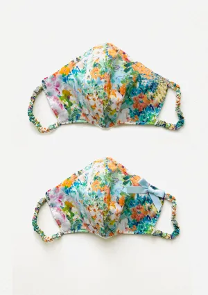 "Be Safe. Be Kind" Printed Heirloom Mask - Blue Watercolor Floral