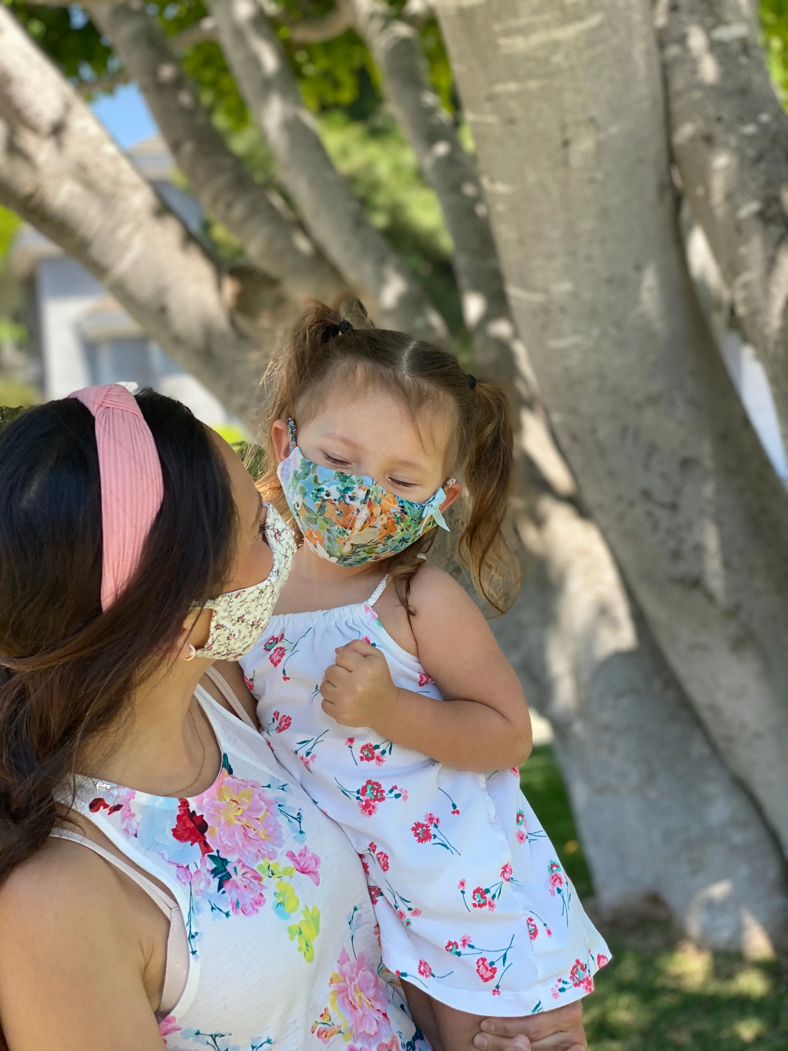 "Be Safe. Be Kind" Printed Heirloom Mask - Blue Watercolor Floral
