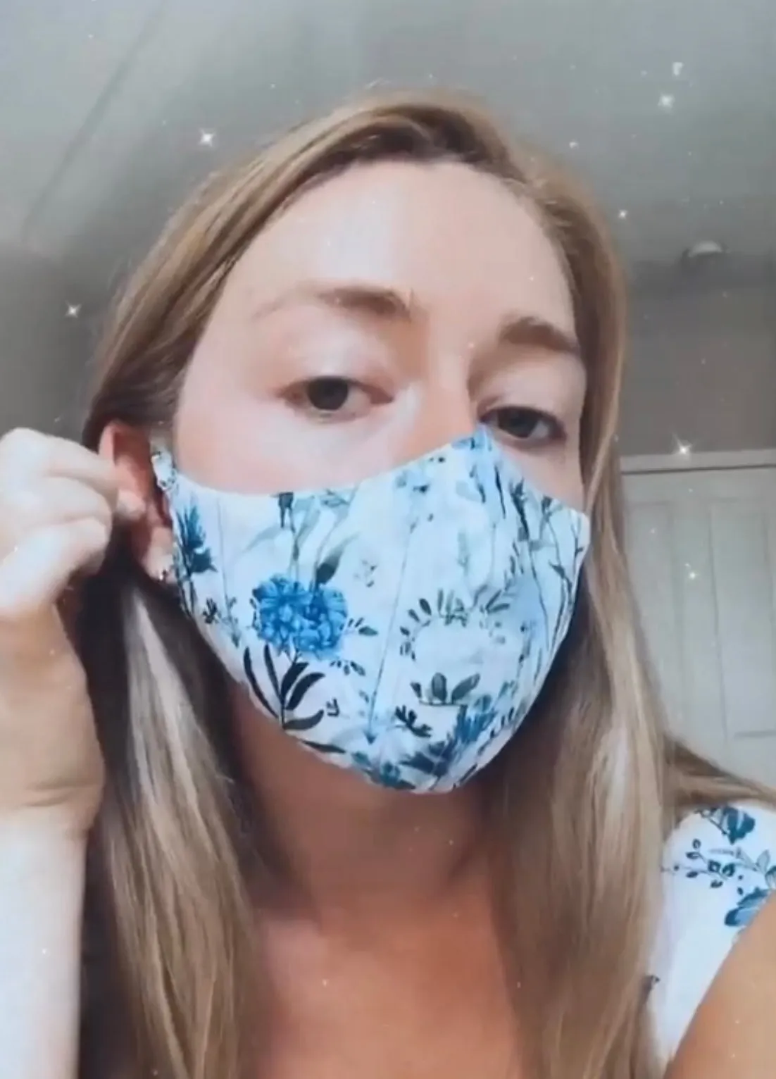 "Be Safe. Be Kind" Printed Heirloom Mask - Blue Wildflower