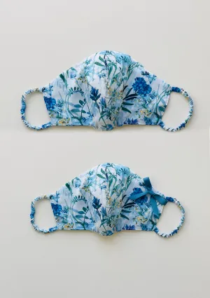 "Be Safe. Be Kind" Printed Heirloom Mask - Blue Wildflower