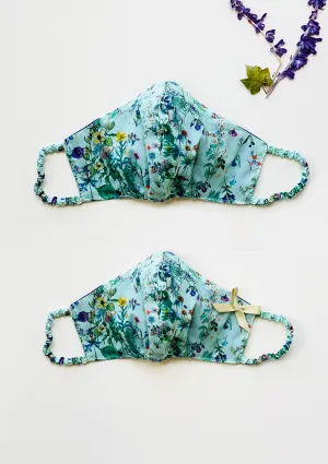 "Be Safe. Be Kind" Printed Heirloom Mask - Botanical Garden, Mint