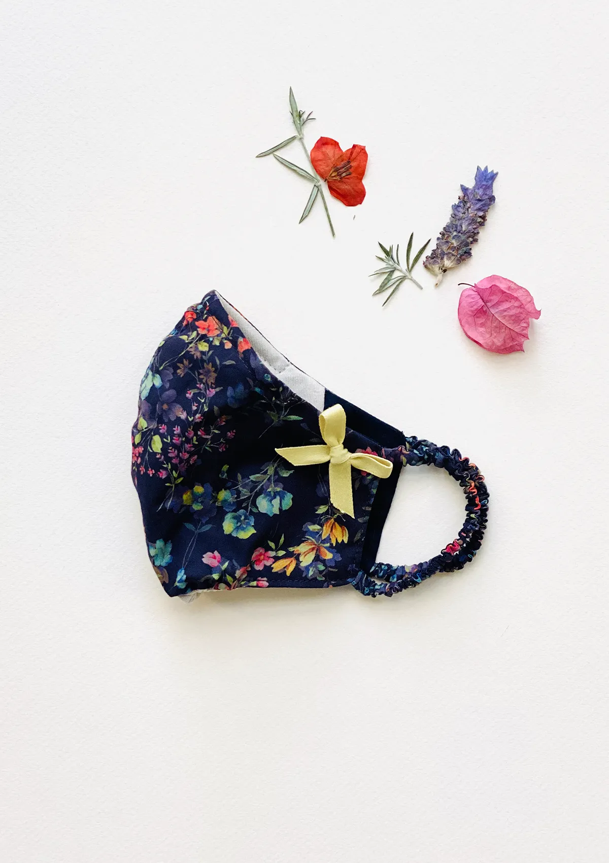 "Be Safe. Be Kind" Printed Heirloom Mask - Botanical Garden, Navy