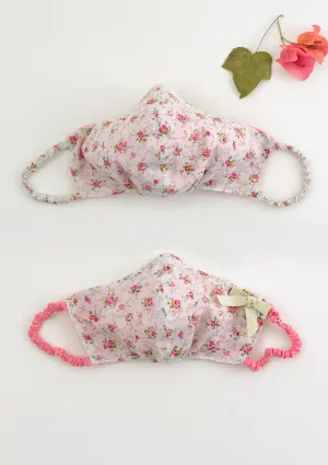 "Be Safe. Be Kind" Printed Heirloom Mask - Coral Rose Garden