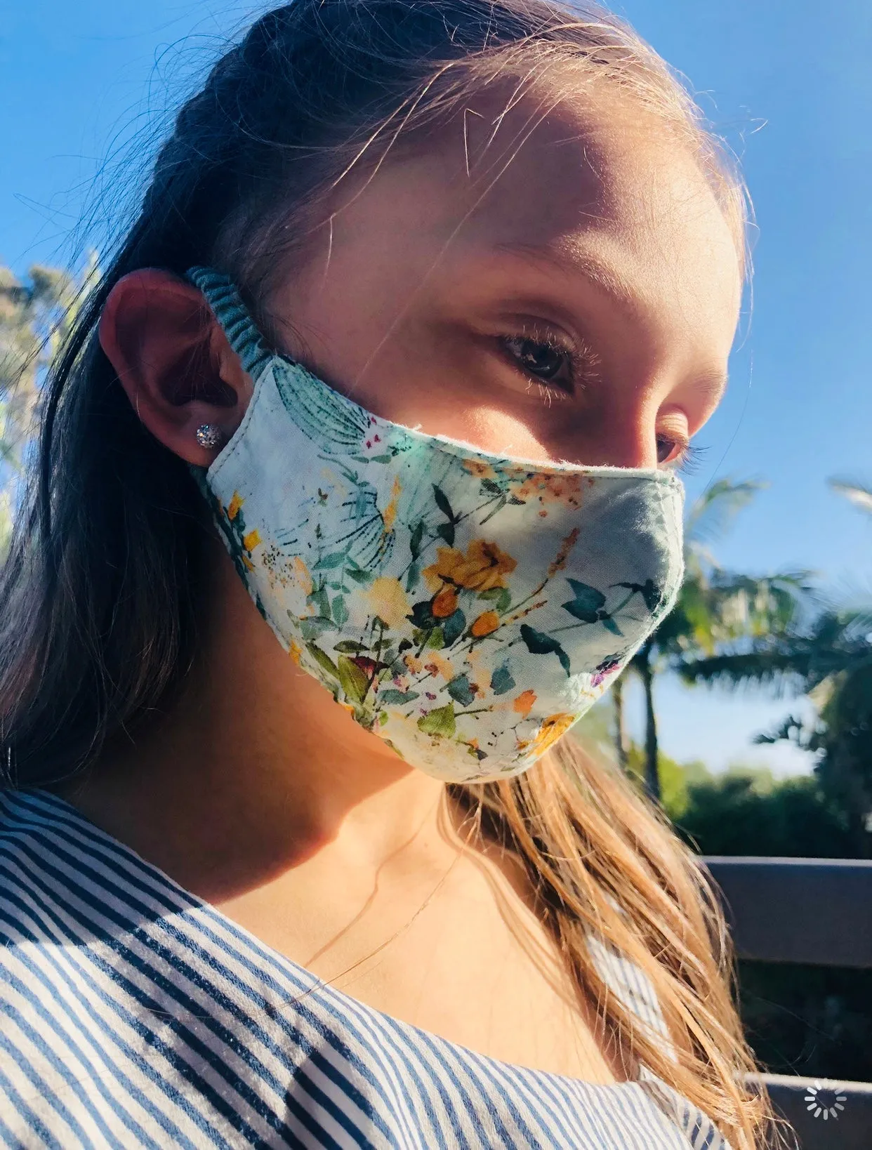 "Be Safe. Be Kind" Printed Heirloom Mask - Mint Wildflower
