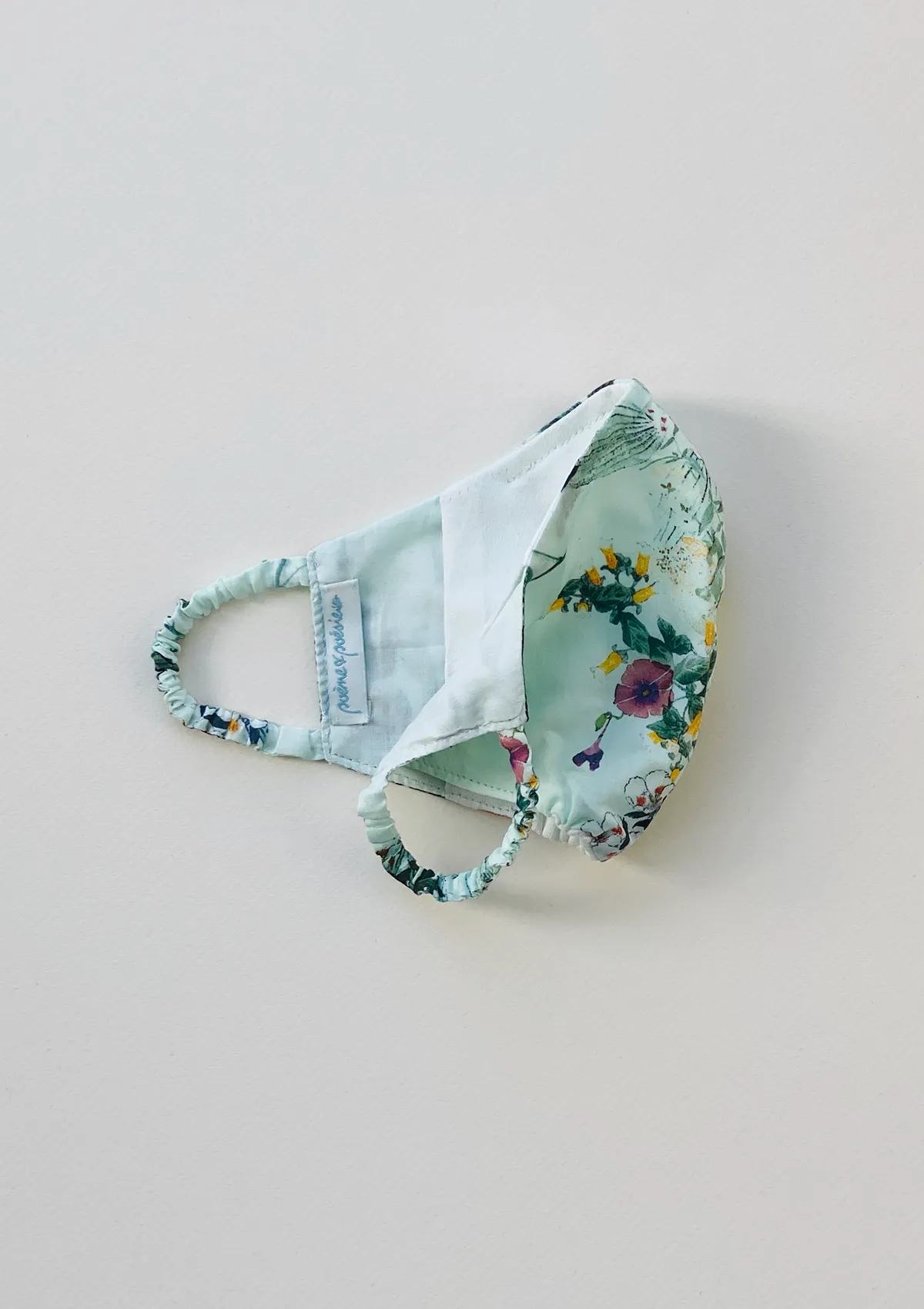 "Be Safe. Be Kind" Printed Heirloom Mask - Mint Wildflower