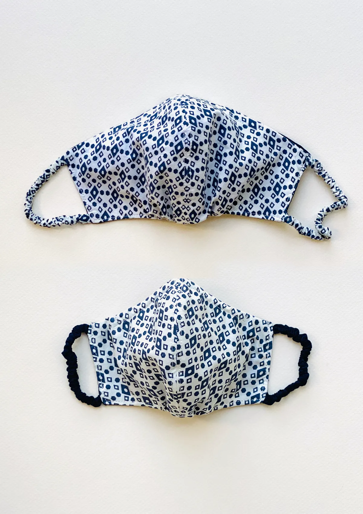 "Be Safe. Be Kind" Printed Heirloom Mask - Navy Diamond