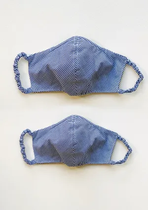 "Be Safe. Be Kind" Printed Heirloom Mask - Navy Stripe