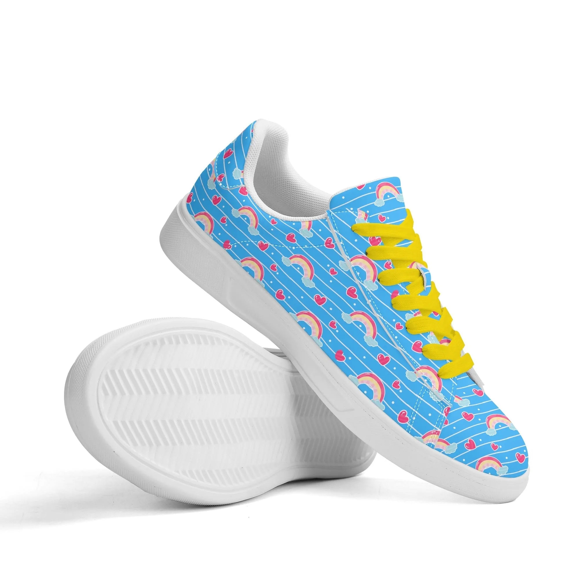 Rainbow Whimsy Unisex Low Top Leather Kicks