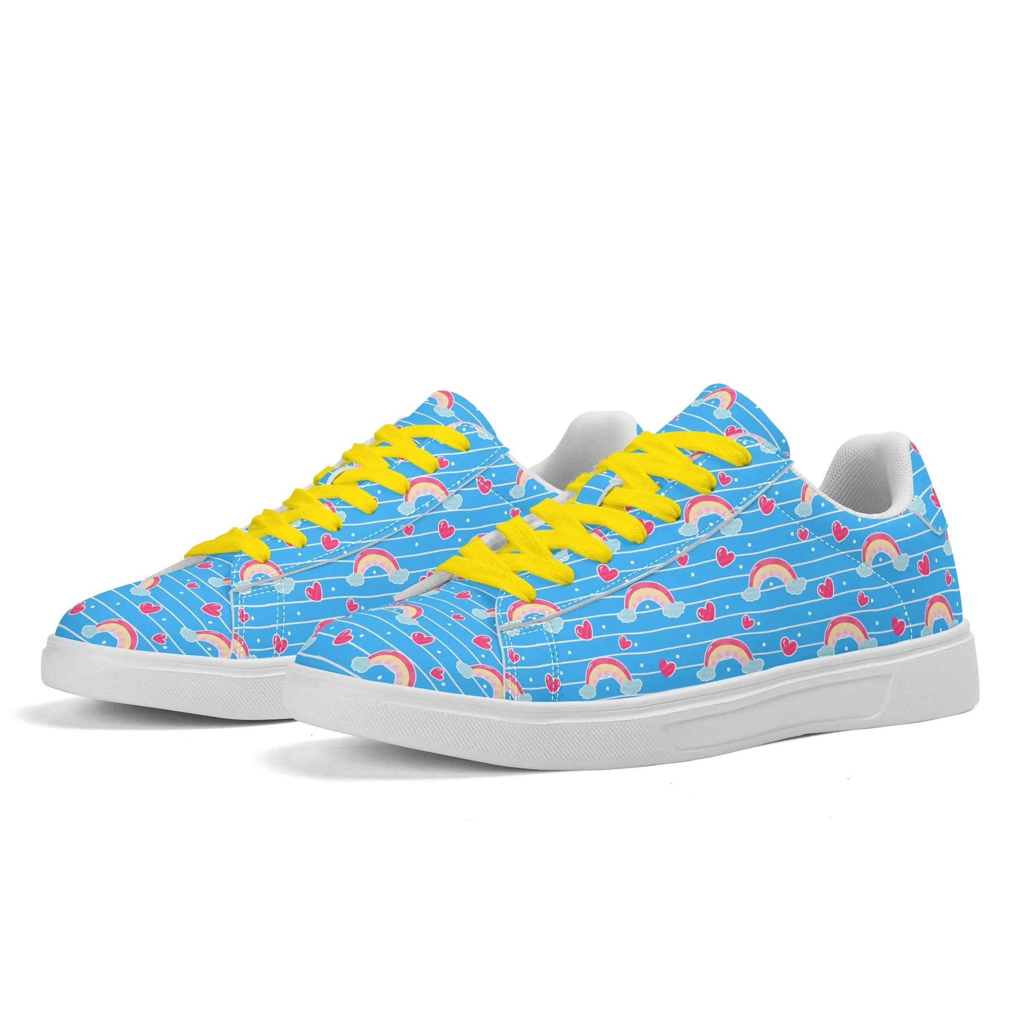 Rainbow Whimsy Unisex Low Top Leather Kicks