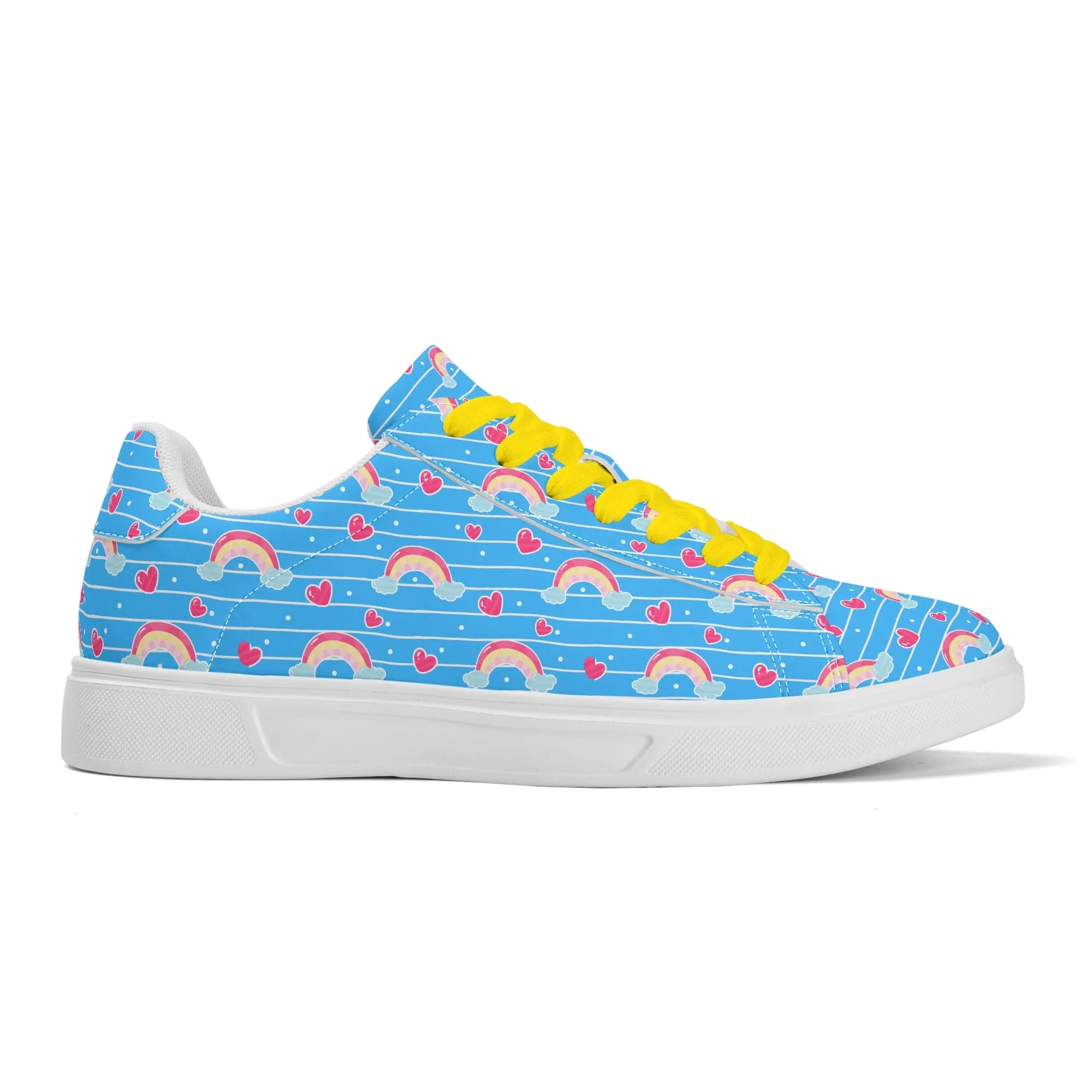 Rainbow Whimsy Unisex Low Top Leather Kicks