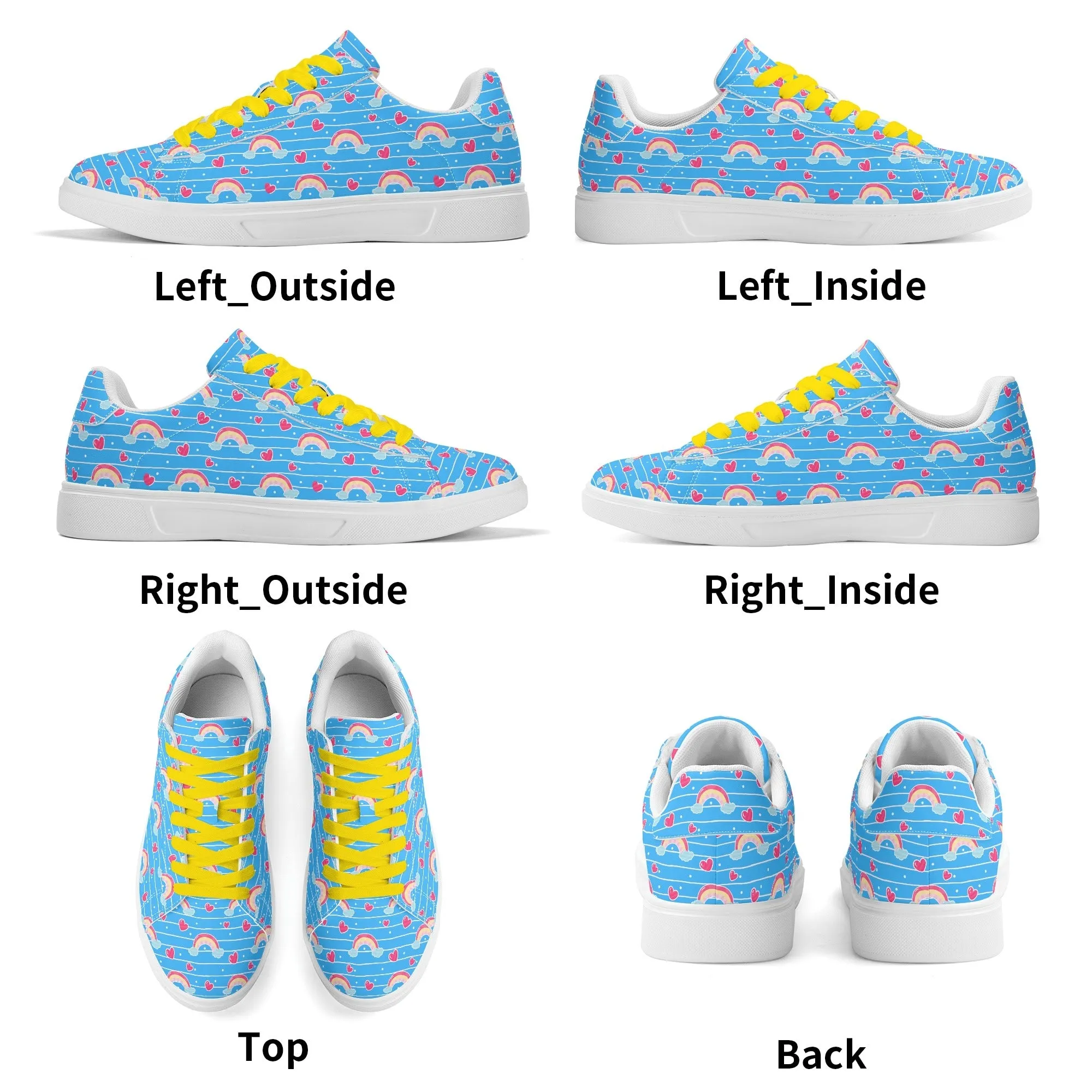 Rainbow Whimsy Unisex Low Top Leather Kicks